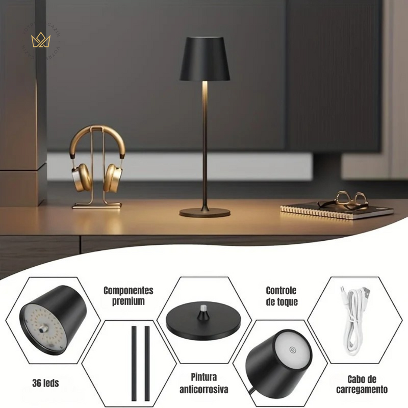 Luminária de Mesa Paris - Uma atmosfera confortável e sem fios em qualquer ambiente!