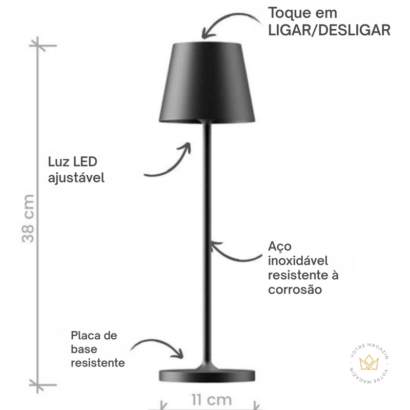 Luminária de Mesa Paris - Uma atmosfera confortável e sem fios em qualquer ambiente!