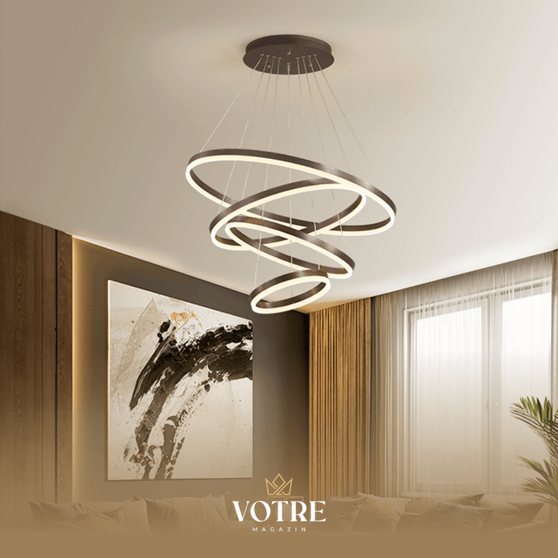 LUSTRE CHANDELIER EM 4 ANÉIS DE LED - Votre Magazin