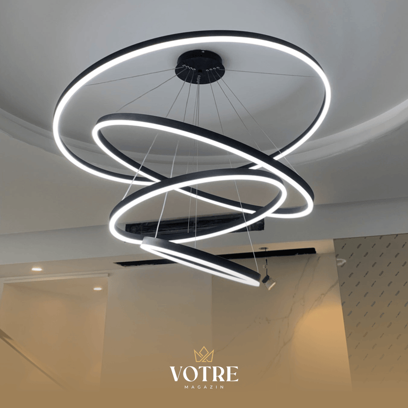 LUSTRE CHANDELIER EM 4 ANÉIS DE LED - Votre Magazin